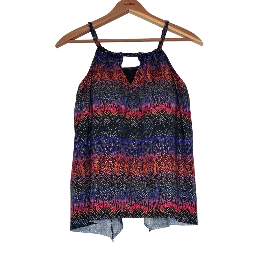 Miraclesuit Peephole Tankini Top Multicolor Tribal Print Festive 12 Top Only